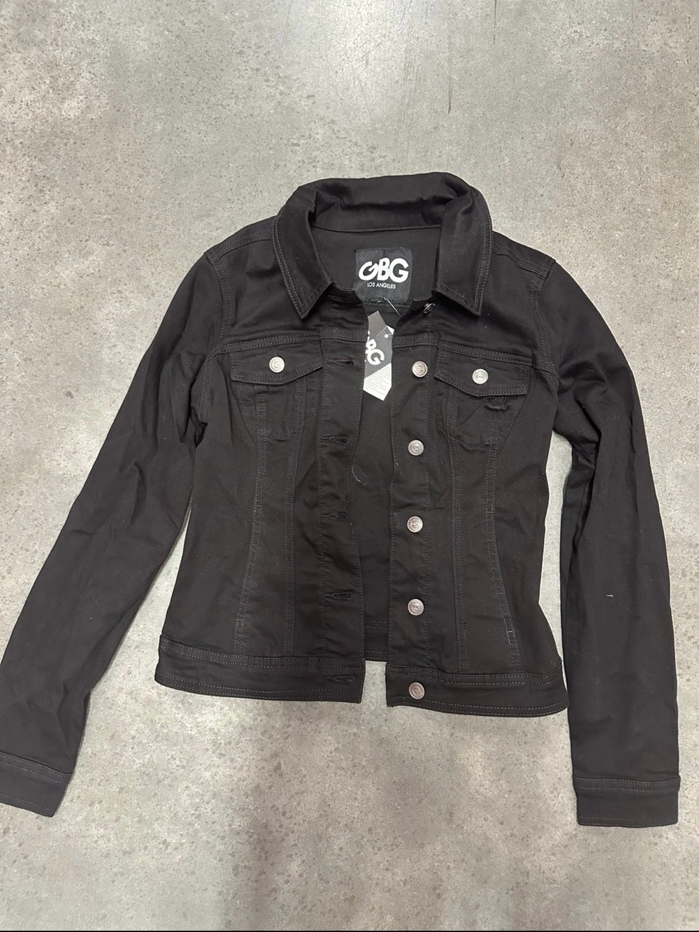 GBG Los Angeles Black Women's Denim Jacket with Button Front